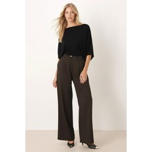 Armonika Kadın Haki Yüksek Bel Önden Pile Detaylı Bol Paça Pantolon ARM-26K136041