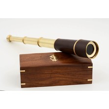 Ahşap Kutulu Deri Işlemeli Pirinç Dürbün