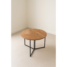 Atölye Casa 100X100 Çam Yuvarlak Mutfak Masası Balkon Masası Yaprak Model