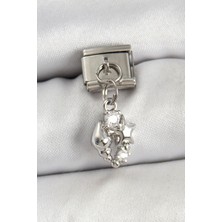 Pazarcan 316L Çelik Sallantılı Zirkon Taşlı Deniz Kabuğu ve Yıldız Model Gümüş Renk Nomination Charm