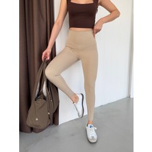 Sz 2012 Bej Tayt Yüksek Bel, Toparlayıcı ve Esnek