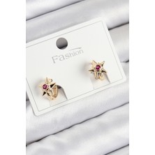 Pazarcan Pirinç Zirkon Taşlı Yıldız Model Gold Renk Çocuk Küpe