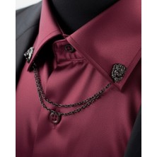 Siyah Aslan Zincirli Gömlek & Ceket & Damatlık & Yaka Iğnesi