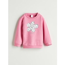 Lc Waikiki Yeni Sezon Bisiklet Yaka Baskılı Kız Çocuk Sweatshirt