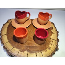 Artdocia Toprak 2'li Kalpli Kahve Fincanı ve Kahve Yanı Su Bardağı Seti