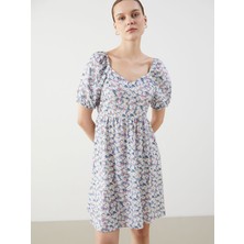 Lc Waikiki Yeni Sezon Kalp Yaka Çiçekli Mini Elbise