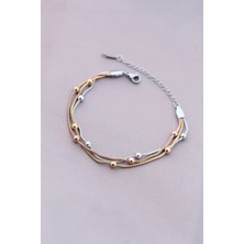 Eco Lounge 316L Kararmaz Çelik Gümüş Renk Top Zincirli Kadın Bileklik