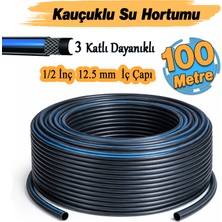 Badem10 Termo Kauçuklu Bahçe Hortumu 100 Metre Dayanıklı 3 Katlı Sağlam Su Sulama Yıkama Hortum 12.5 mm 1/2"