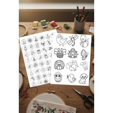 Ca Hand Embroidery 2li SET Suda Eriyen Çözünen Yapışkanlı Tela Nakış Telası Yamaları Motifleri Desenleri Motif Seti A4