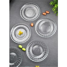 Qualitev 6 Adet Cam Mini Tatlı Ikram Tabağı Seti 15 cm Pasta Kurabiye Tabak -Daisy