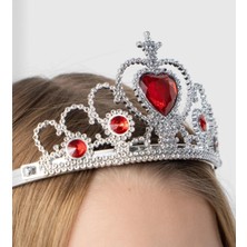 Pazarcan Kalp Taşlı Kırmızı Renk Karlar Ülkesi Elsa Anna Frozen Tacı