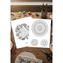 Ca Hand Embroidery 2li SET Suda Eriyen Çözünen Yapışkanlı Tela Nakış Telası Yamaları Motifleri Desenleri Motif Seti A4