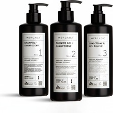 Mercada Siyah No1 Purifying And Soothing Shampoo 380 ml + No 2 Shower Gel 380 ml + No 3 Conditioner 380 ml