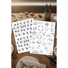 Ca Hand Embroidery 2li SET Suda Eriyen Çözünen Yapışkanlı Tela Nakış Telası Yamaları Motifleri Desenleri Motif Seti A4
