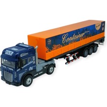Novytech Metal Tır 1:24 - Sesli Işıklı Konteyner Taşıyıcı Tır 39 cm - Lacivert (Lisinya)