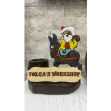 Tolga's Workshop El Oyması Nasrettin Hoca Figürlü Ahşap Kalemlik & Kişiye Özel Masa Isimliği