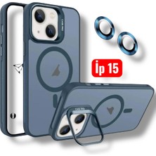 Bruntoo BR Iphone 15 Uyumlu Mat Serisi Standlı Kapak Magsafe Kılıf +Lens Koruma .