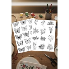 Ca Hand Embroidery 2li SET Suda Eriyen Çözünen Yapışkanlı Tela Nakış Telası Yamaları Motifleri Desenleri Motif Seti A4