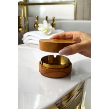 Gisvol Kapaklı Doğal Ahşap Küllük Ev, Ofis ve Kafe Için Paslanmaz Metal Hazneli Küllük Doğal Gold