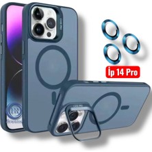 Bruntoo BR Iphone 14 Pro ile Uyumlu Mat Serisi Standlı Kapak Magsafe Kılıf +Lens Koruma .