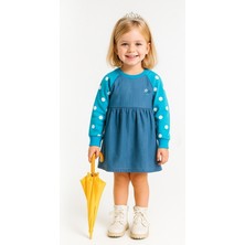 Ürünya Kız Çocuk Puantiyeli Uzun Kollu Günlük Elbise