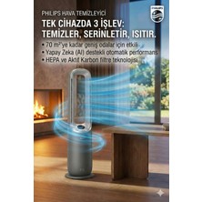 Philips Yapay Zeka Destekli 3ü 1 Arada Isıtıcı ve Soğutucu Fanlı Hava Temizleme Cihazı 70M² Geniş Alan Etkili Pm2.5 Sensörlü Koku ve Alerjen Giderici Hepa Filtreli Antrasit