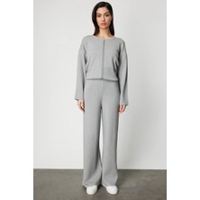 On Triko Beli Lastikli Bol Paça Triko Pantolon 63321