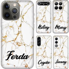 Nurdic Samsung Galaxy A05 A12 M12 A23 A26 A32 A53 A56 A73 Kılıf Isim Yazılı Sarıbeyaz Mermer
