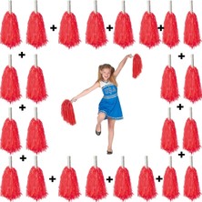 Hayat Store 12 Çift ( 24 Adet ) Kırmızı Renk 23 Nisan 19 Mayıs 29 Ekim Okul Gösteri Ponponları - Lisinya