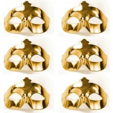 Pazarcan Altın Metalize Renk Düz Balo Parti Maskesi 6 Adet