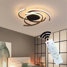 Hevsel Siyah Gövde, Kumandalı ve 3 Renk Işık, Sarmal Plafonyer Led Avize