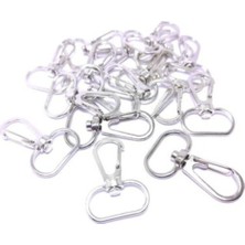 Orhan Çanta Gümüş Makrome Anahtarlık Aparatı 10 Adet Telli Kanca Klipsi Anahtarlık Halkası