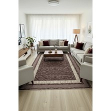 Lugmo Kilim Savan Çift Taraflı Modern Yıkanabilir Pamuklu Dokuma 1.kalite 2x3 Metre Çizgili Bordo