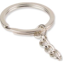 Orhan Çanta 180 Adet Gümüş Ezme Anahtarlık Halkası - 2.5 cm Nikel Metal Halka Zincirli Montaj Seti - Modern Makrome Aparatı