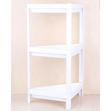 Pazarcan Üçgen 3 Katlı Raf Ünitesi - Mutfak - Banyo Depolama Rafı - Beyaz