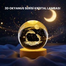 İntora Yunus Figürlü LED Kristal Küre Ahşap Standlı Dekoratif Gece Lambası
