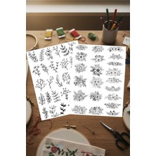 Ca Hand Embroidery 2li SET Suda Eriyen Çözünen Yapışkanlı Tela Nakış Telası Yamaları Motifleri Desenleri Motif Seti A4