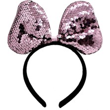 Pazarcan Renk Değiştiren Pullu Payetli Fiyonk Parti Tacı Pembe Gümüş Renk 20X16 cm