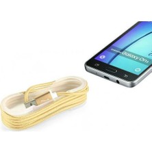 Pazarcan Android Örgü Şeklinde Renkli Çelik Şarj Data Kablosu - Gold