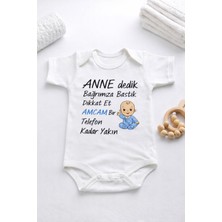 Bishop Anne Dedik Bağrımıza Bastık Yazılı Esprili Bebek Zıbını %100 Pamuk