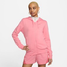 Nike Kadın Pembe Tam Fermuarlı Kapüşonlu Spor Sweatshirt - DV8046-611