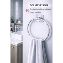 Le Touche Yapışkanlı Yuvarlak Krom Havluluk Banyo Mutfak Halka Havlu Askılık