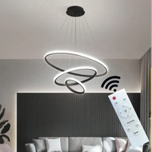 Hevsel Beyaz Gövde, Kumandalı ve 3 Renk Işık, 3 Katlı Çember Led Avize