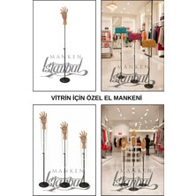 Manken İstanbul Metal Standlı Asansörlü Ayarlanabilir Ahşap El - Vitrin Için Özel El Mankeni