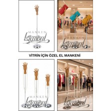 Manken İstanbul Metal Standlı Asansörlü Ayarlanabilir Ahşap El - Vitrin Için Özel El Mankeni