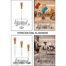 Manken İstanbul Metal Standlı Asansörlü Ayarlanabilir Ahşap El - Vitrin Için Özel El Mankeni