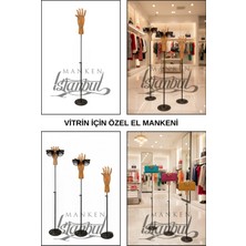 Manken İstanbul Metal Standlı Asansörlü Ayarlanabilir Ahşap El - Vitrin Için Özel El Mankeni