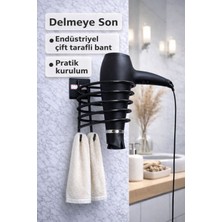 Le Touche Yapışkanlı Saç Kurutma Makine Askısı Mat Siyah Fönlük