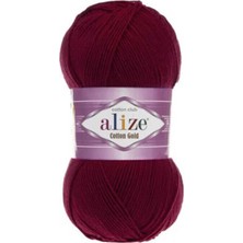 Alize Coton Gold (1 Adet) 57 Bordo Renk Elörgü Ipliği