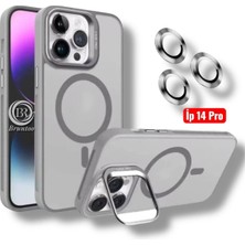 Bruntoo BR Iphone 14 Pro ile Uyumlu Mat Serisi Standlı Kapak Magsafe Kılıf +Lens Koruma .